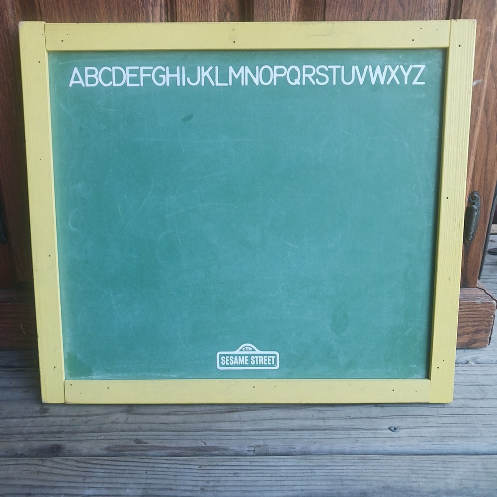 Sesame Street Vintage Chalkboard Dry Erase Board Wood Frame
